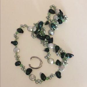 Green gemstone necklace with adjustable clasp